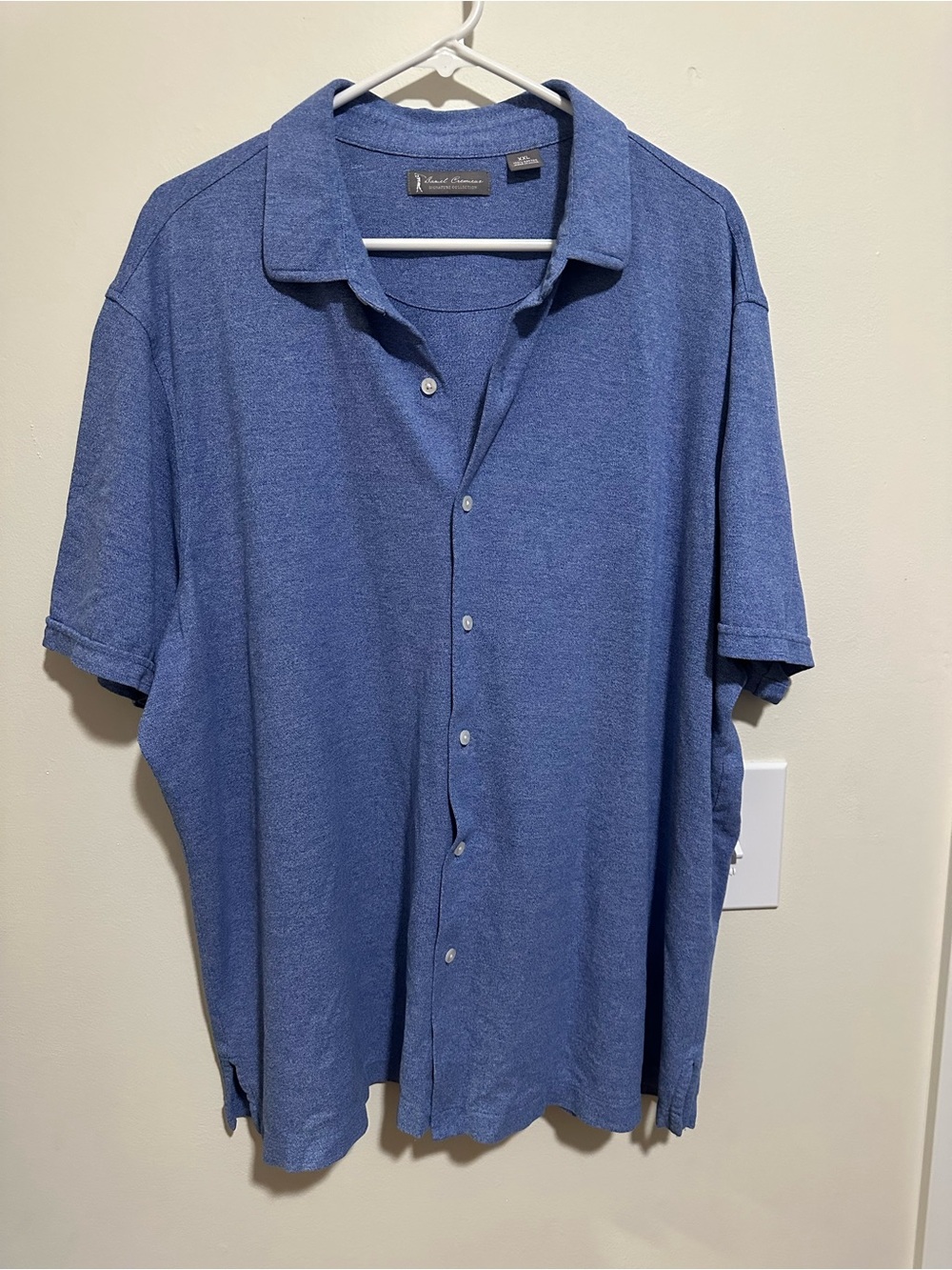 Blue Short-Sleeve Button Polo Shirt by Daniel Cremieux